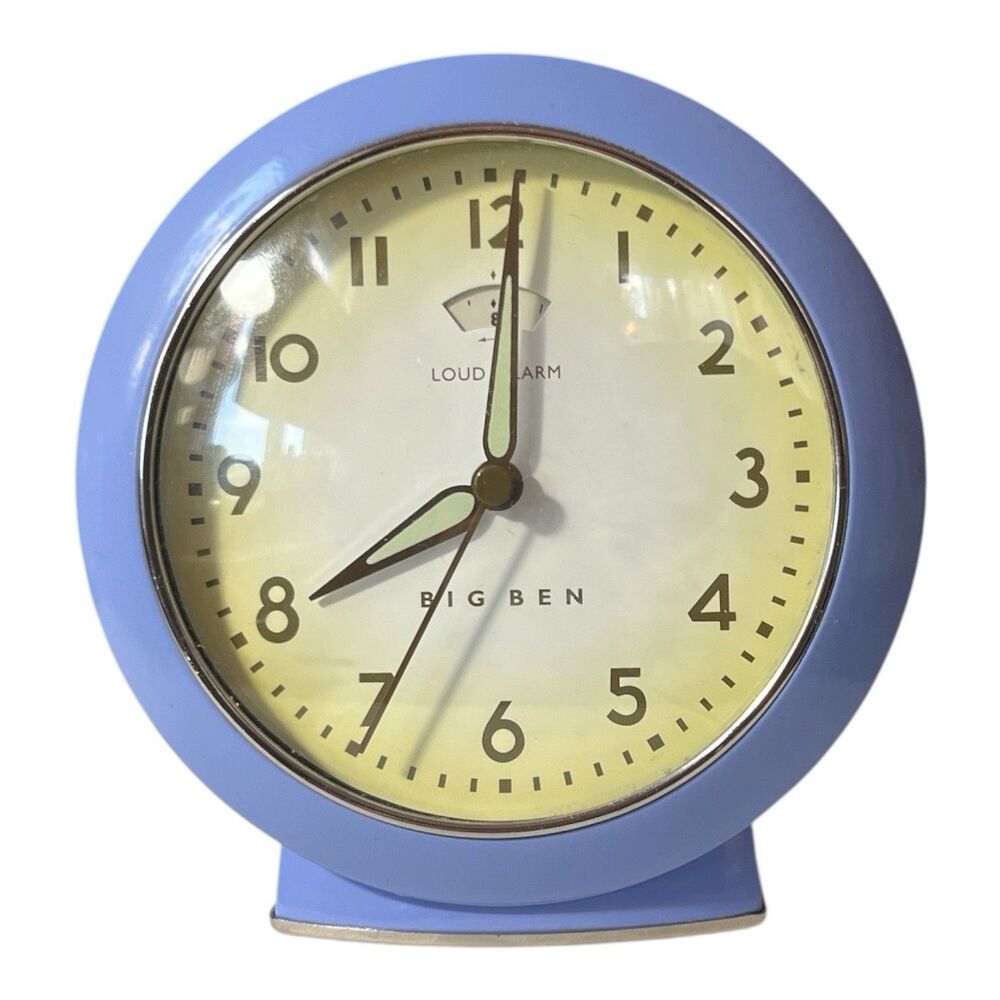 Vintage Westclox Big Ben Retro Alarm Clock Lavender MCM Decor Works 5 x 5-1/2"